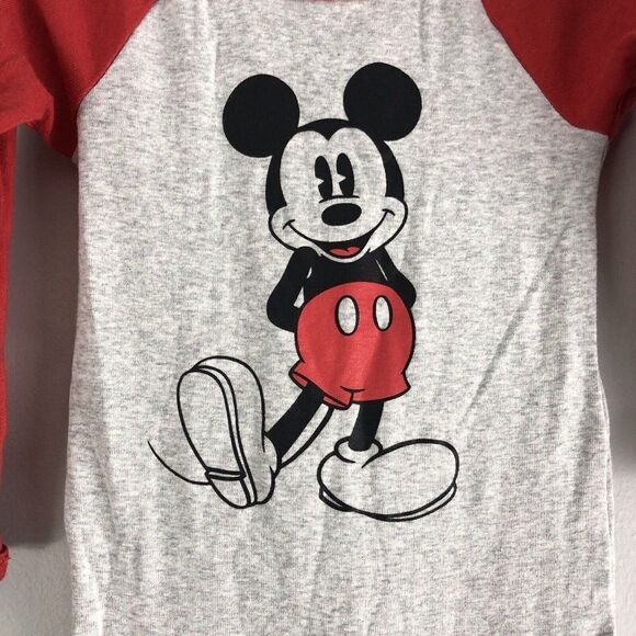 Disney Store‎ Baby Size 18-24 Months Gray Red Long Sleeve Mickey Mouse Pajamas - Picture 6 of 14